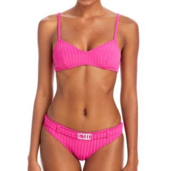 Solid & Striped NWT The Rachel Belted Ribbed Bikini in Orchid Women's Size M - Picture 1 of 12